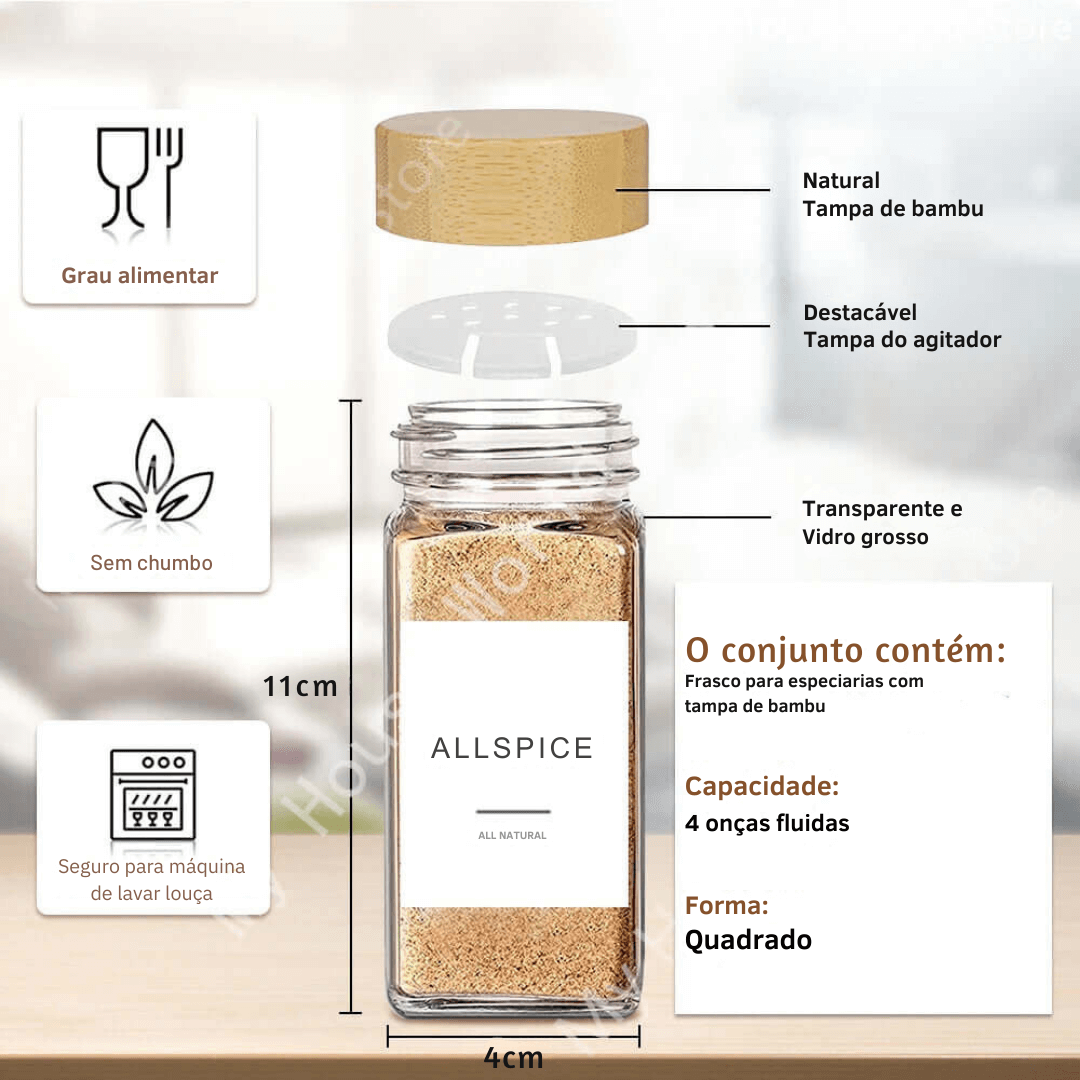 Kit Completo para Armazenar Temperos