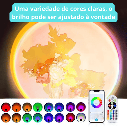 Lâmpada LED projetor de Pôr do Sol, com rotação de 180 graus - Carregamento USB