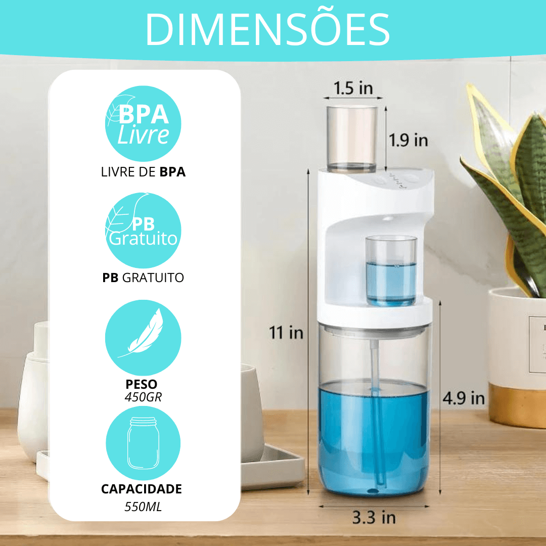 DISPENSADOR AUTOMÁTICO DE ENXAGUANTE BUCAL, ANTI-VAZAMENTOS + 2 COPOS