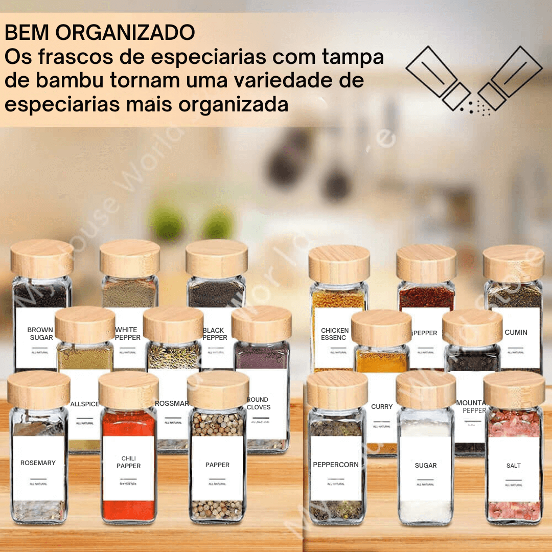 Kit Completo para Armazenar Temperos