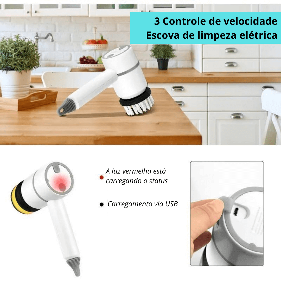 Escova de limpeza Elétrica Portátil 4 em 1 - CleanPro
