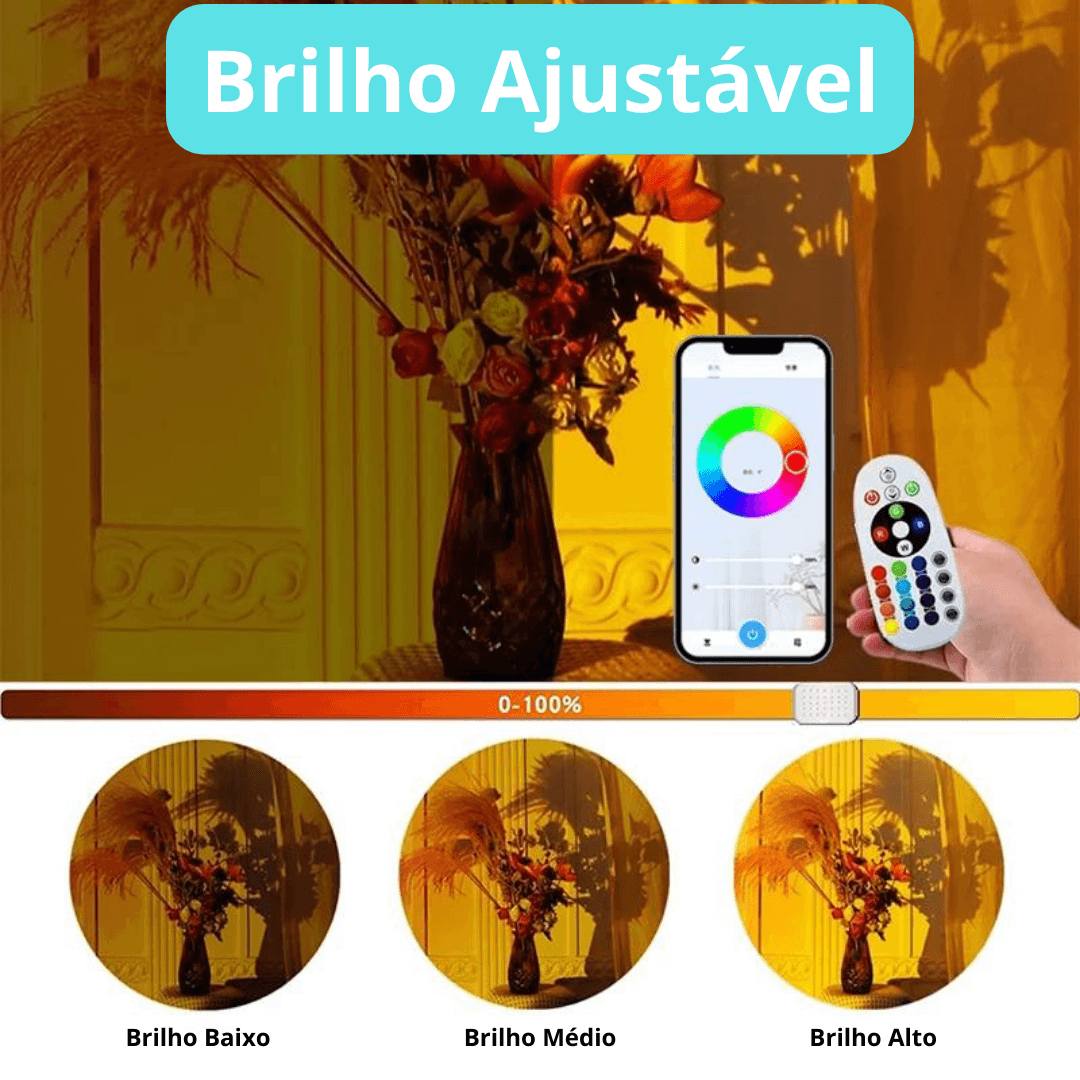 Lâmpada LED projetor de Pôr do Sol, com rotação de 180 graus - Carregamento USB