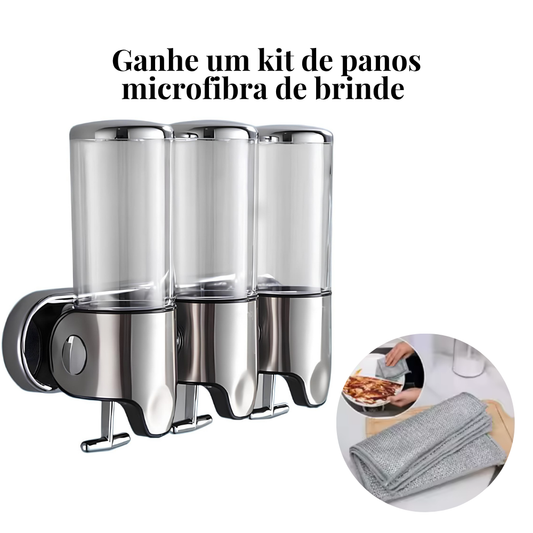 Dispensador de shampoo e sabonete  3 em 1