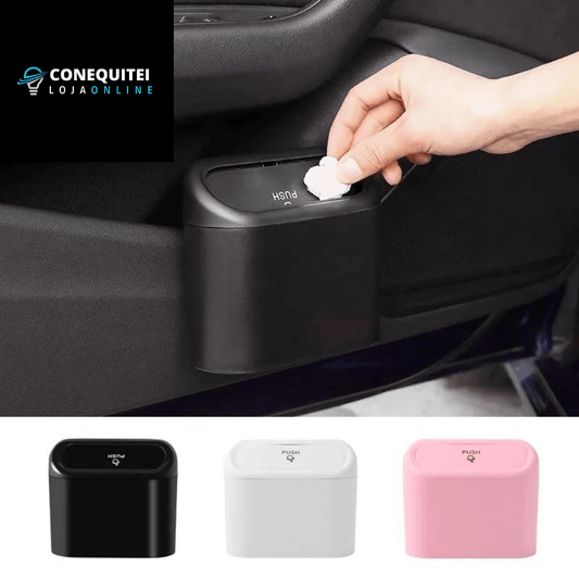 Lixeira Para Carro Dispenser Portátil C/ Tampa Automática - CARDISPLAY PRO®