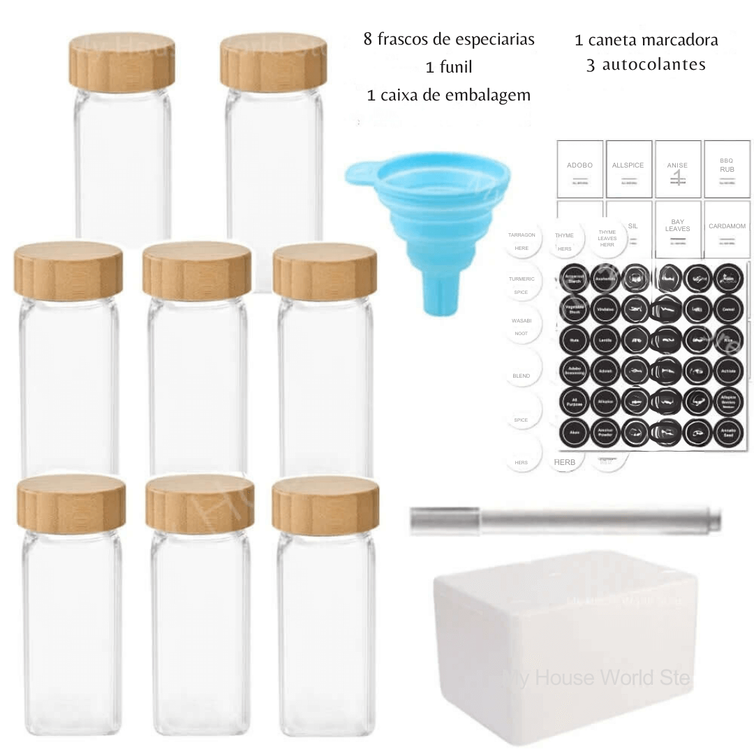 Kit Completo para Armazenar Temperos