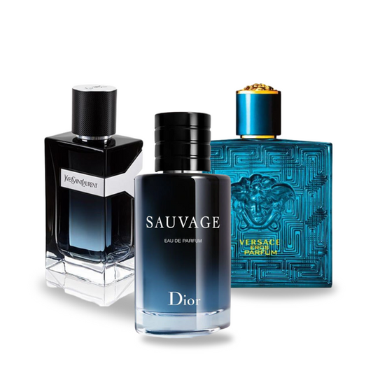 Combo de 3 Perfumes Dior SAUVAGE, Yves Saint Laurent Y MEN, Versace EROS 100ml