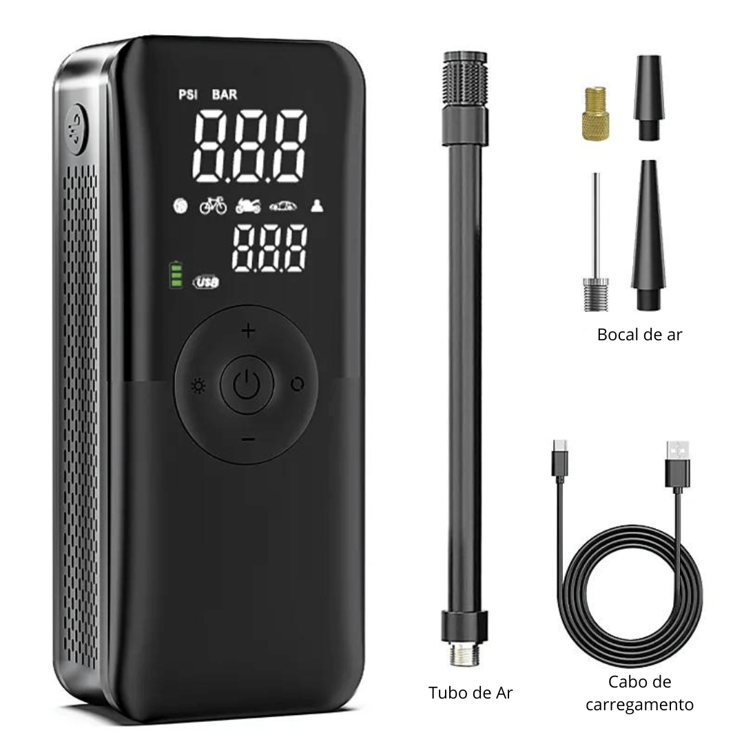 Mini Bomba de Ar Recarregável - Compressor Digital