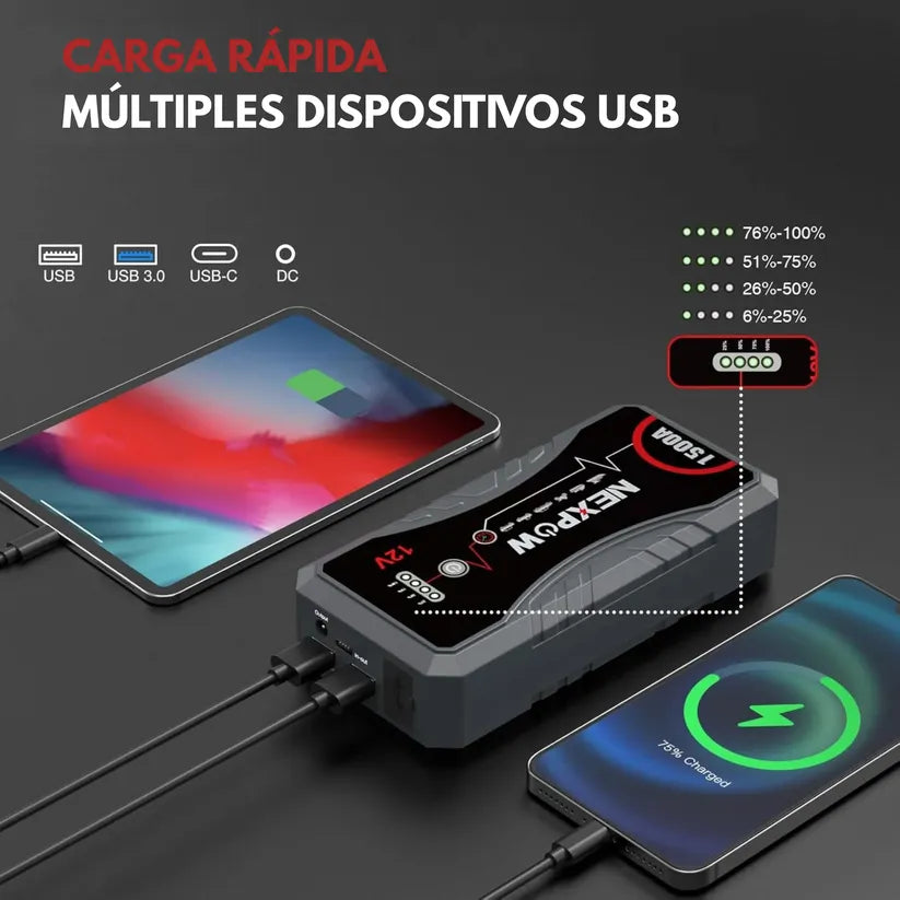 EnergyMax™ - Arrancador de Batería Con 11.000 mAh