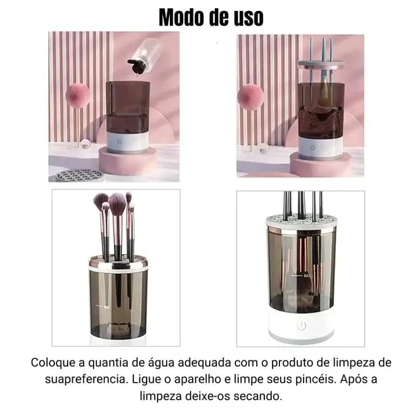 Limpador de Pincel de Maquiagem Elétrico - CleanPro + sabão  limpeza dos pincéis