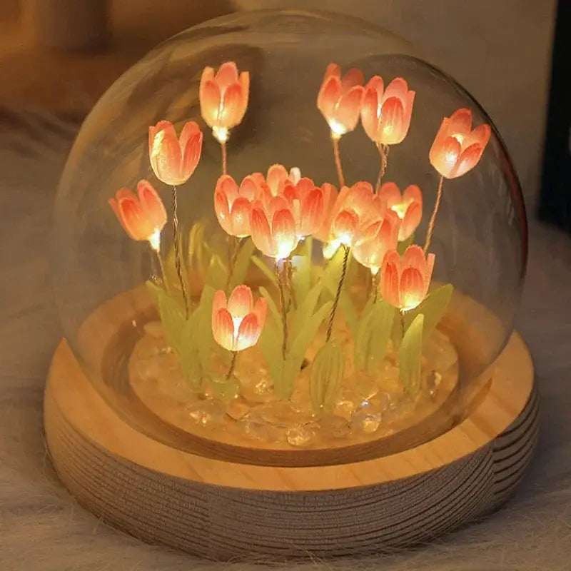 Luminária Bola de Cristal, com Tulipas - Cristal Encantado