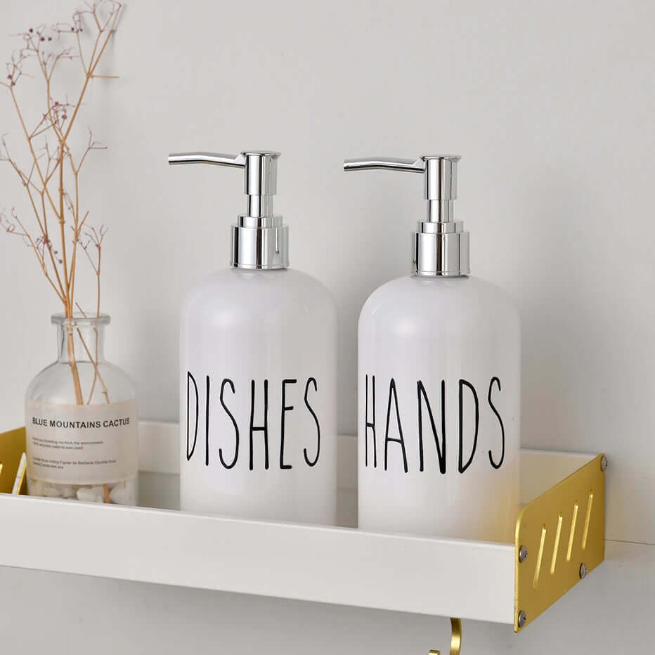 KIT DE DISPENSADORES PARA COZINHA E BANHEIRO, 500ML - Dishes e Hands