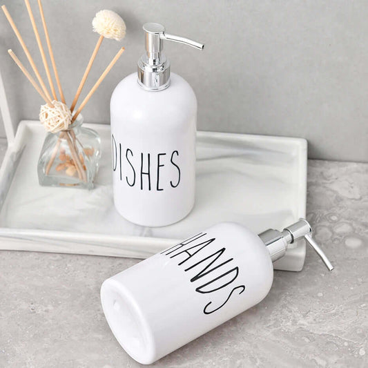 KIT DE DISPENSADORES PARA COZINHA E BANHEIRO, 500ML - Dishes e Hands