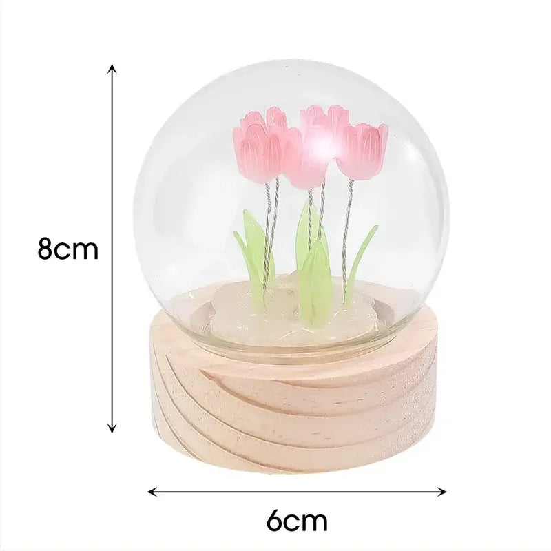Luminária Bola de Cristal, com Tulipas - Cristal Encantado