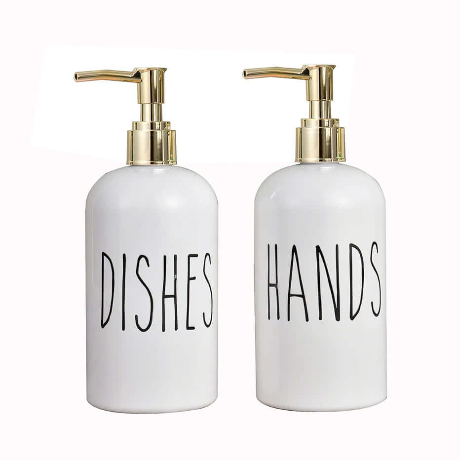 KIT DE DISPENSADORES PARA COZINHA E BANHEIRO, 500ML - Dishes e Hands