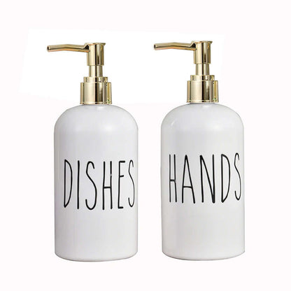 KIT DE DISPENSADORES PARA COZINHA E BANHEIRO, 500ML - Dishes e Hands