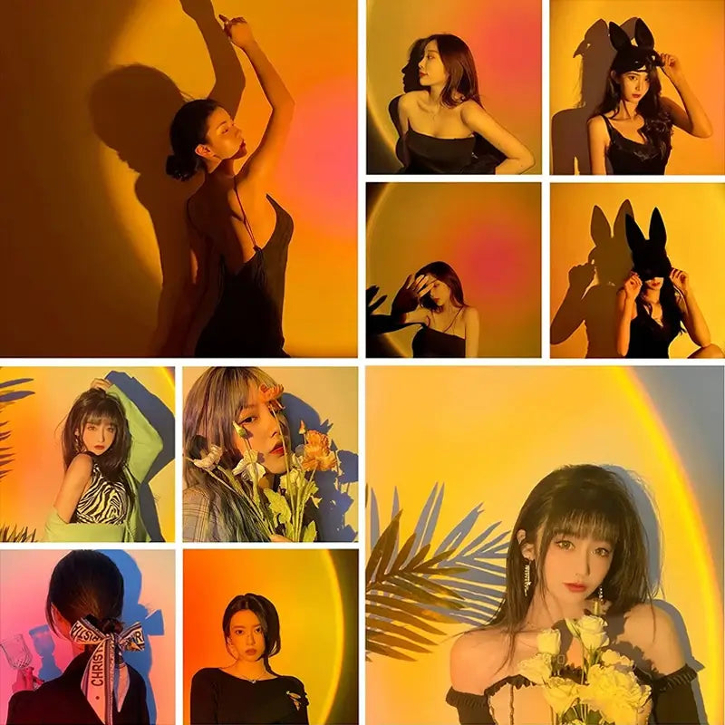 Lâmpada LED projetor de Pôr do Sol, com rotação de 180 graus - Carregamento USB