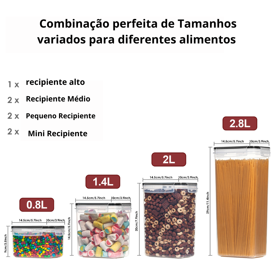 kit de 7 Potes herméticos - conemax