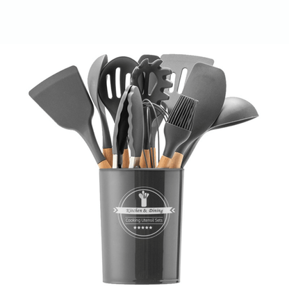 Jogo De Utensílios De Cozinha De Silicone (Kit 12 Peças)