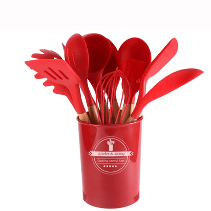 Jogo De Utensílios De Cozinha De Silicone (Kit 12 Peças)