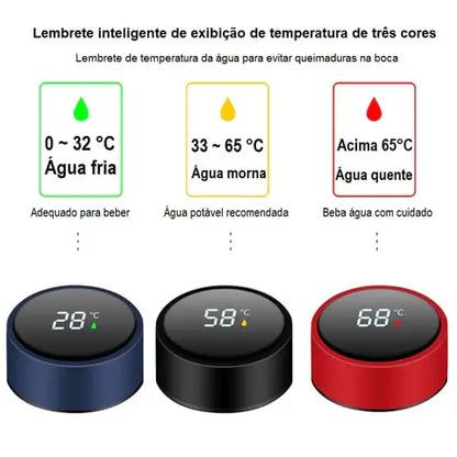 Garrafa Térmica com medidor de temperatura digital de Aço Inox 500ml - Bedy Red