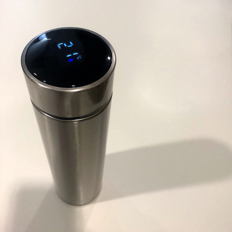 Garrafa Térmica com medidor de temperatura digital de Aço Inox 500ml - Bedy Red